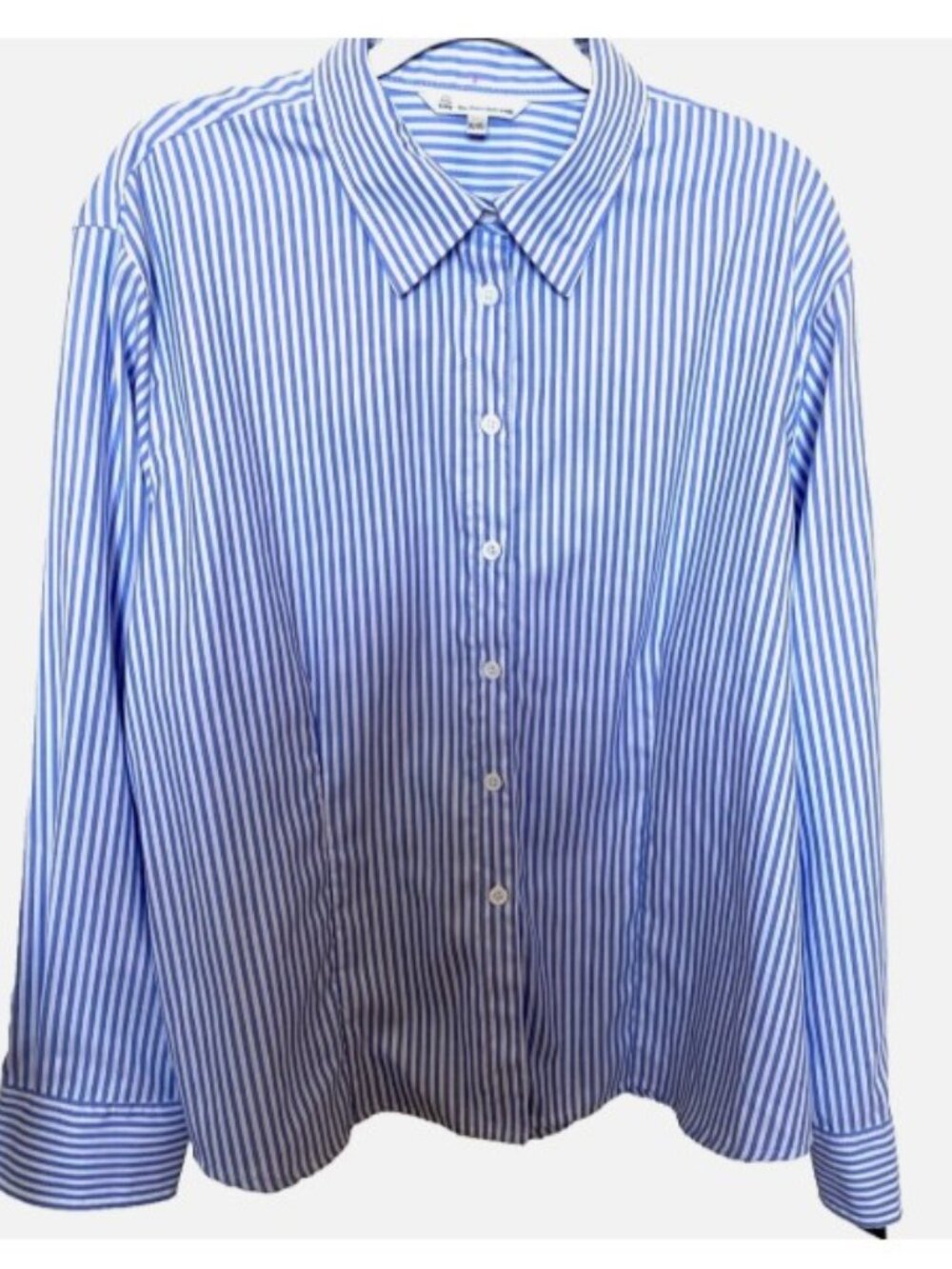 NWT TILLEY CANADA Blue White Stripe UV Protection Wrinkle Free Top Plus 3X